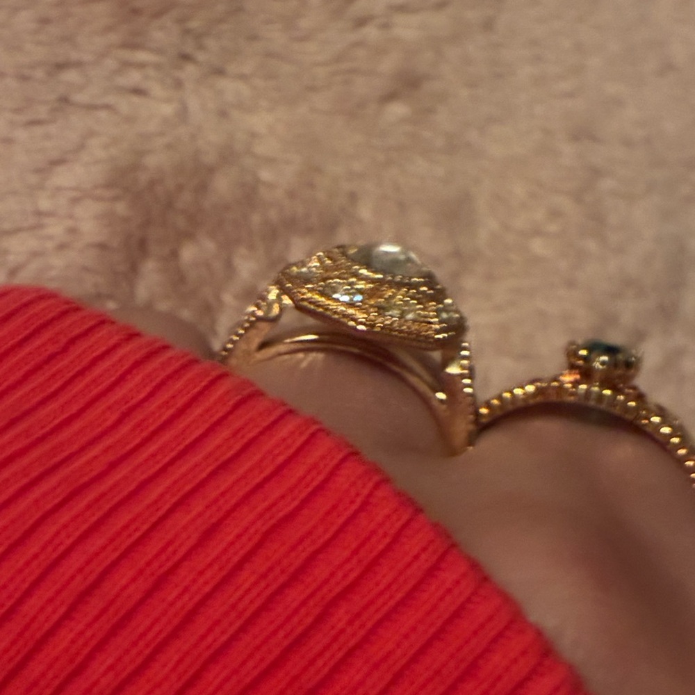Gold-Tone Ring with Clear Gemstone - Picture 2 of 16